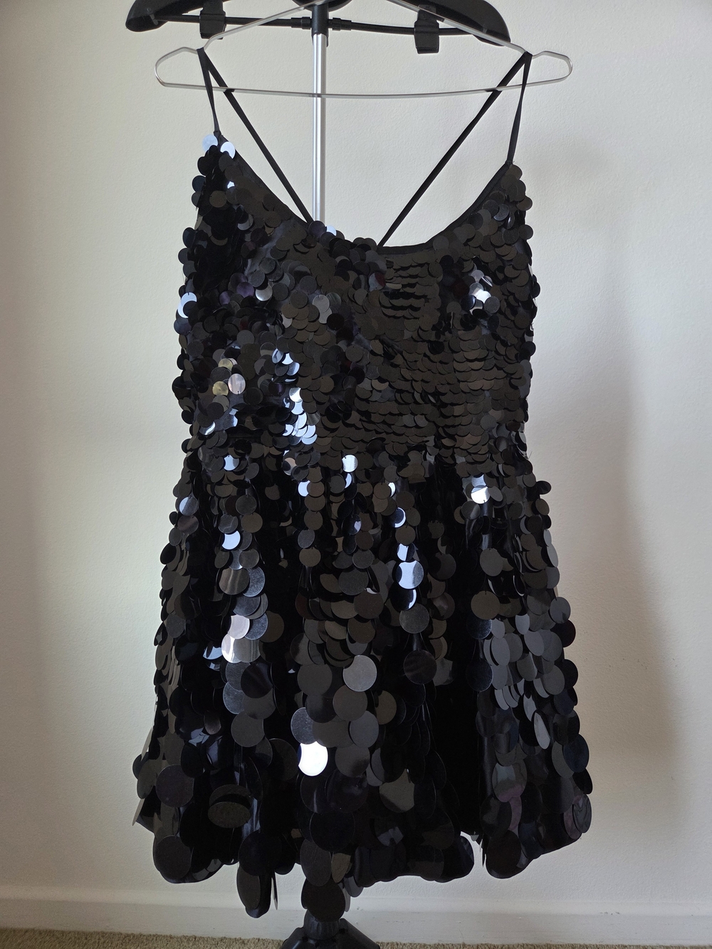 ASOS DESIGN Curve Black Sequin Mini Dress Size US 16 Party Cocktail